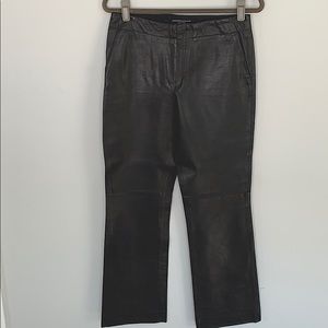 Joseph black leather wide leg pants
